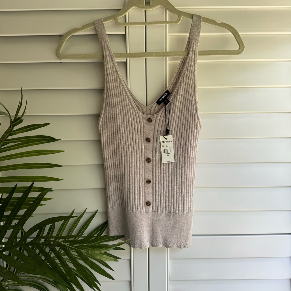 NWT Express ribbed knit tank - Beige (size XS)